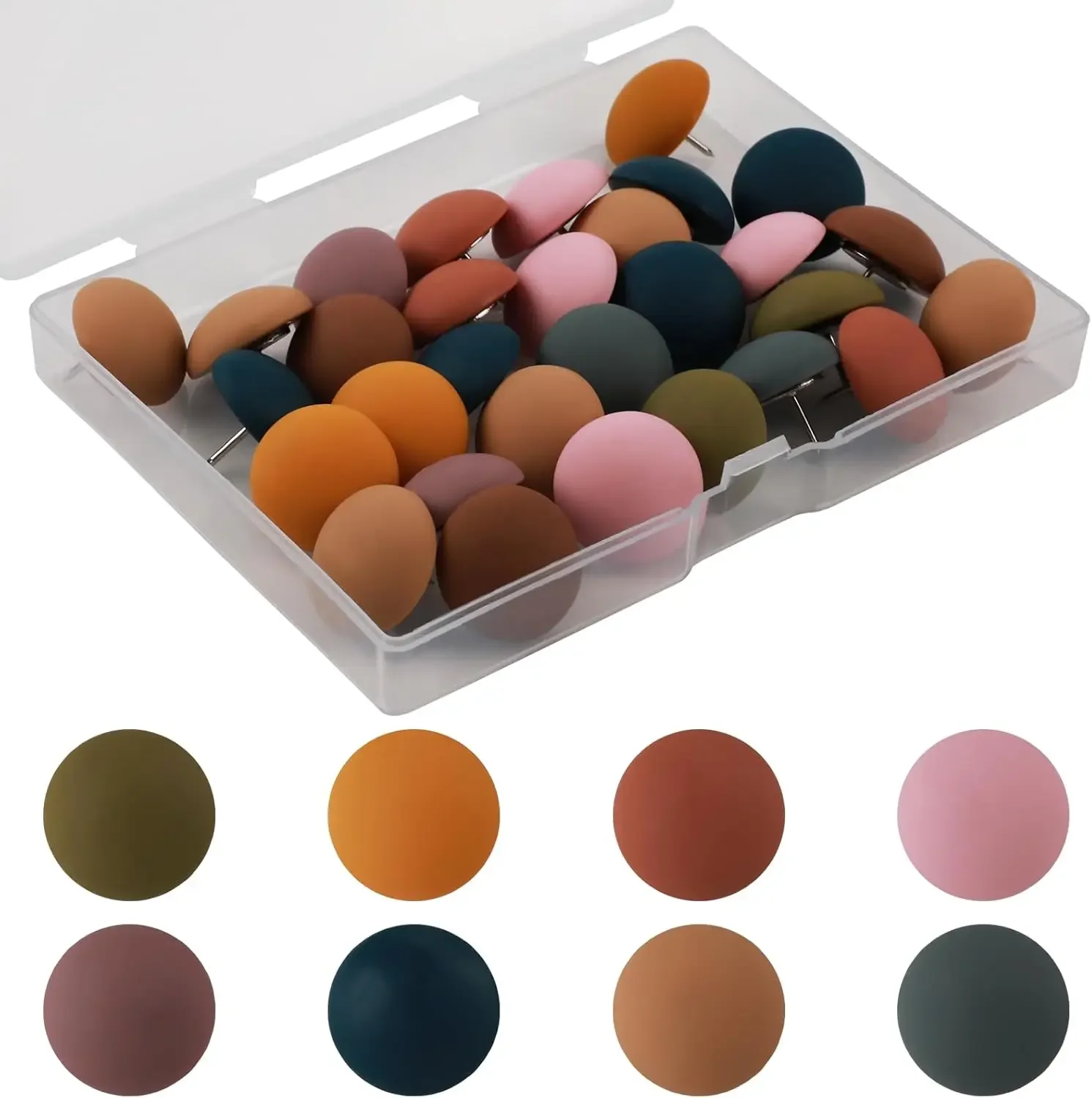 

30 Pcs Colorful Matte Push Pins For Bulletin Boards, Reusable Thumb Tacks With Steel Point, Packed In Box