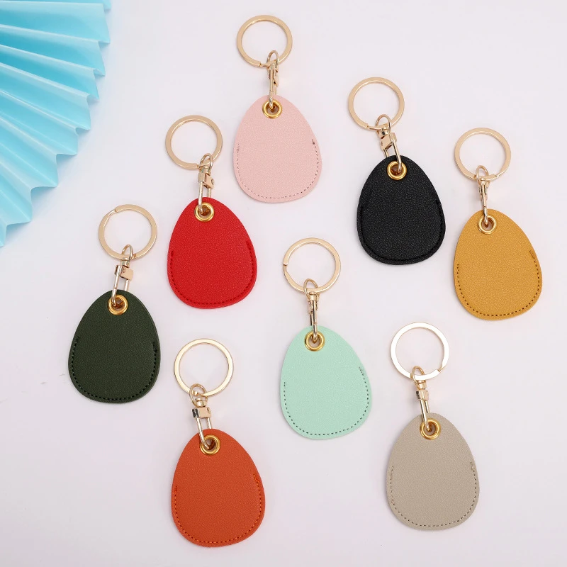 Leather access card holder, water drop keychain, bus card elevator induction protective cover