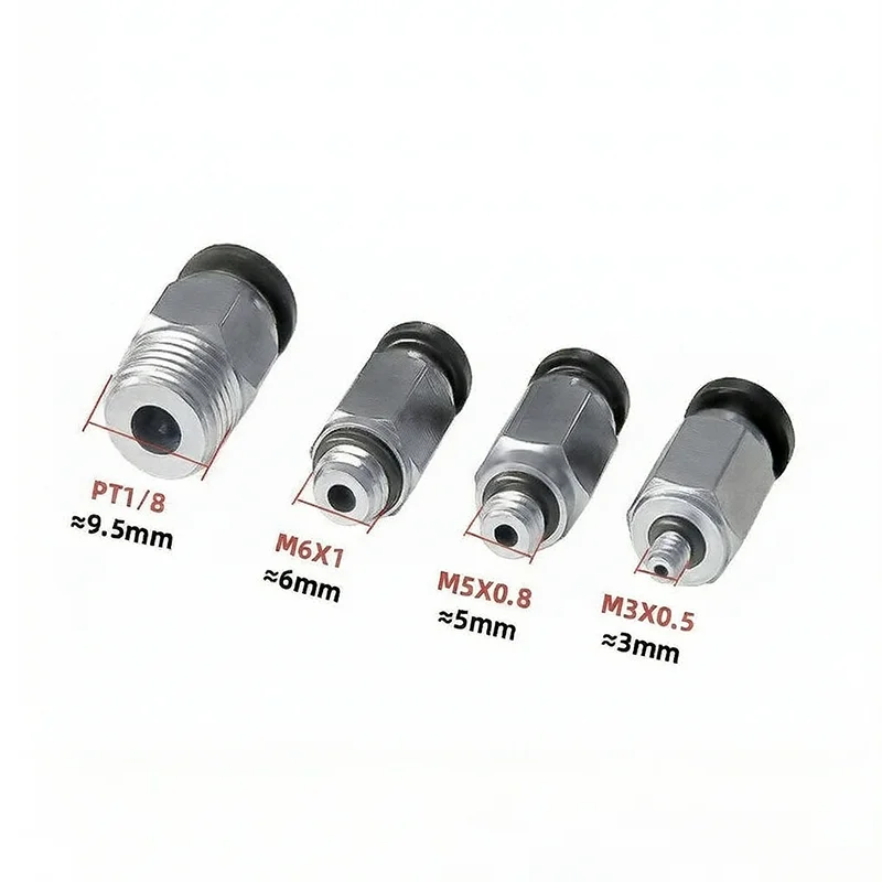 Bore3/4/5/6mm PC Series Air Fittings Quick Coupling Push In Hose Pneumatic Connectors Male Thread M3 M5 M6 PT1/8