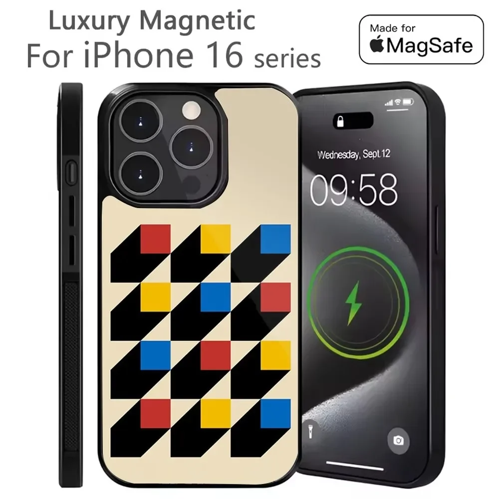 

Geometric Bauhaus art Phone Case For iPhone 16,15,14,13,12,11,Plus,Pro,Max Mini Magsafe Magnetic Wireless Charging