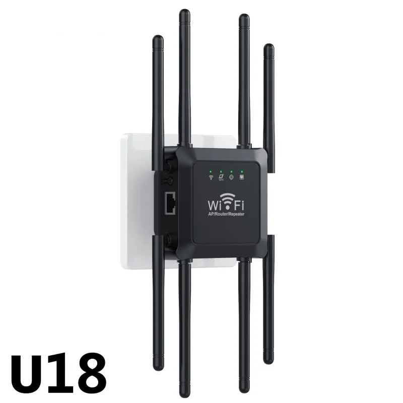 8 Antenna WiFi Repeater 300Mbps, Wireless Signal Booster Extender for Home Router, Long Range Network Repeater US/EU Plug
