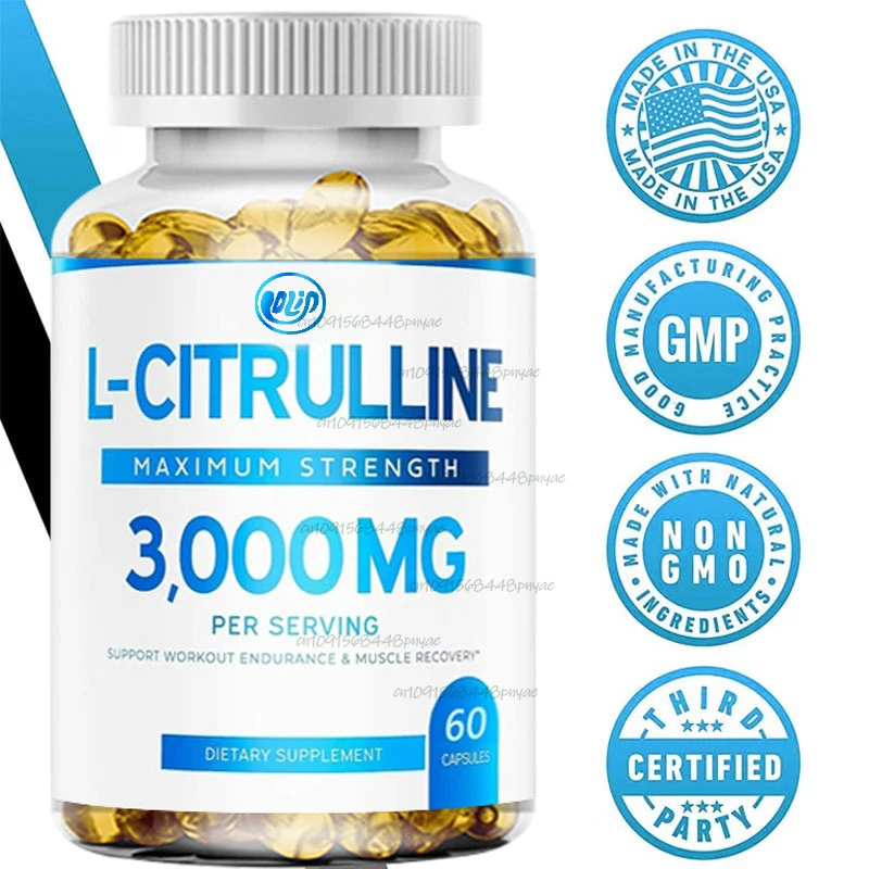 3000 milligrams of L-citrulline supplement (60 vegetarian capsules) - Endurance, exercise performance - Men's supplement-