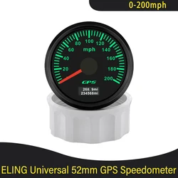 Universal 52mm GPS Speedometer 0-60MPH 80MPH 200MPH Odometer Tripmeter with GPS Antenna 7 Colors Backlight for Truck Boat 9-32V