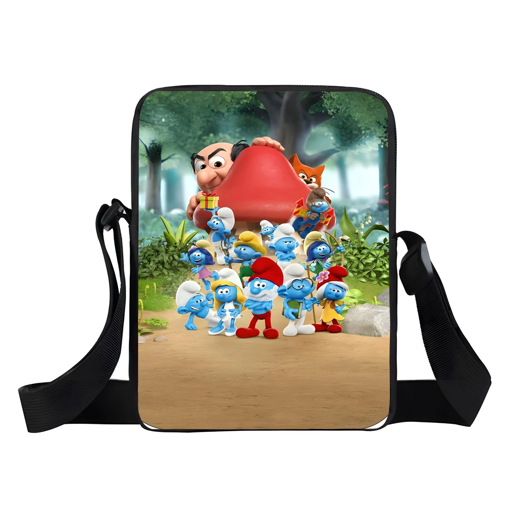 Милая сумка через плечо с принтом S-Smurfs для мальчиков и девочек, детская повседневная сумка для мужчин и женщин, сумка для телефона, сумка для покупок