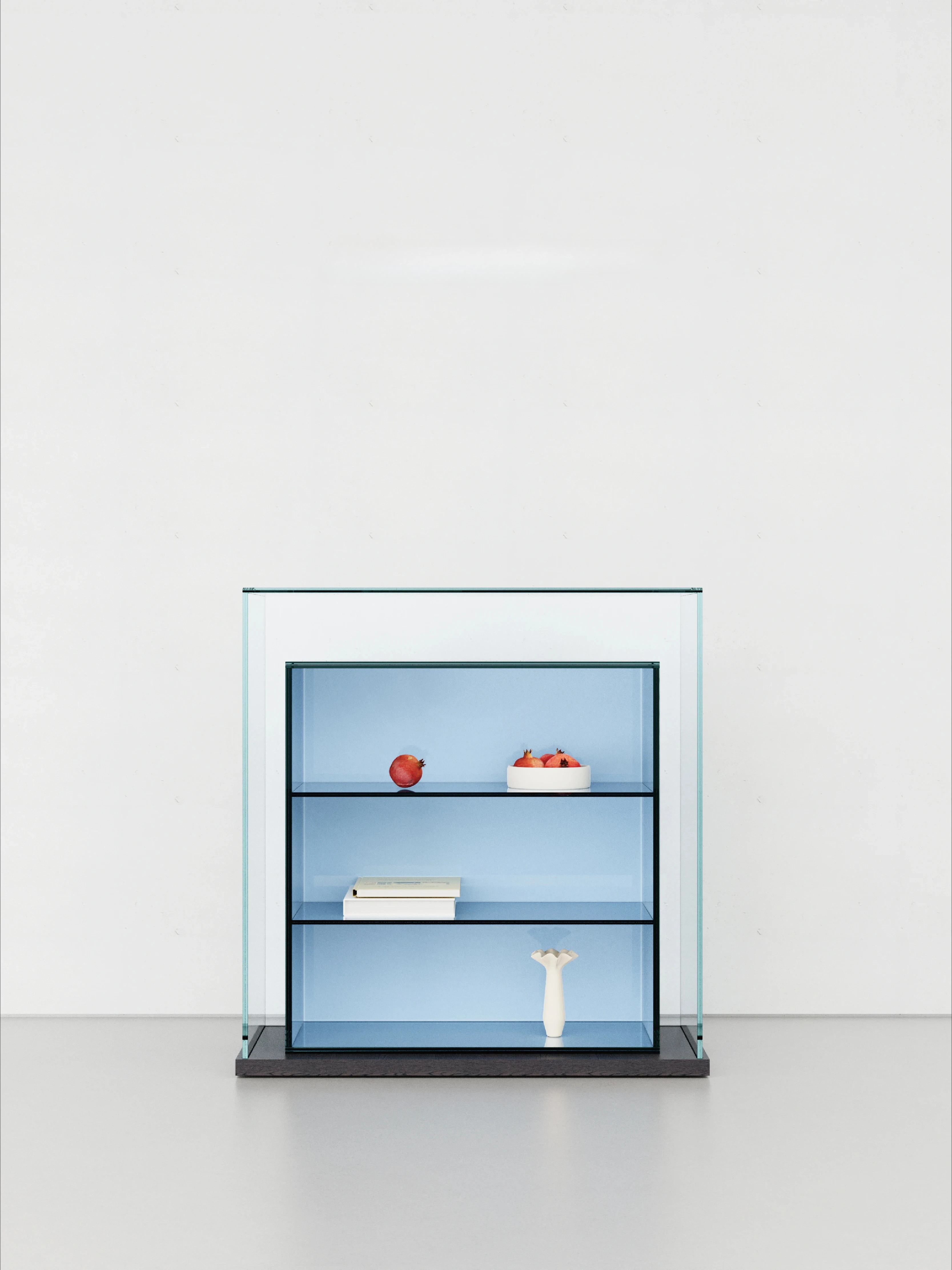 Minimalist glass display cabinet household figure cabinet blue display cabinet shelf bookshelf