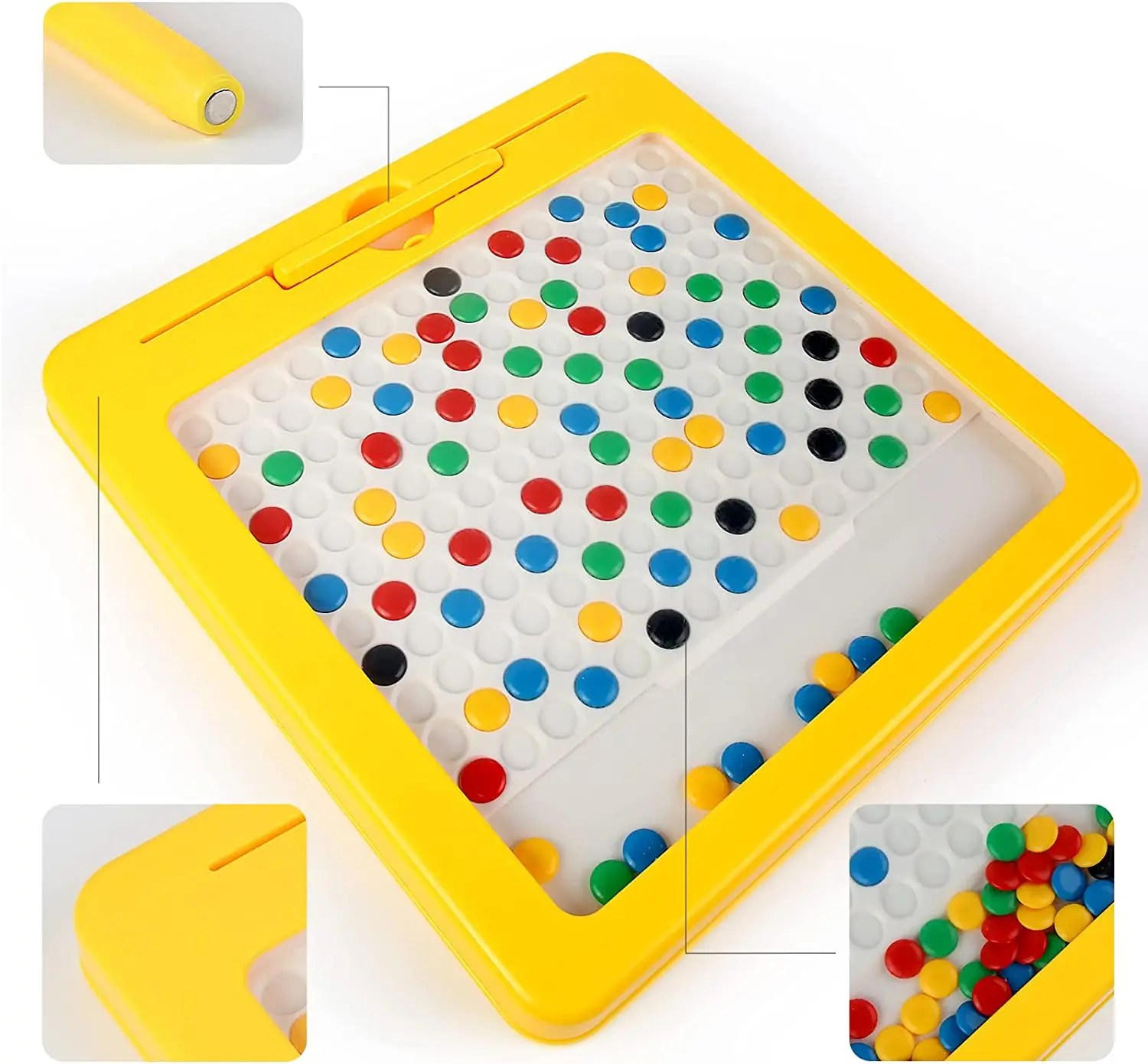 Magnetic Drawing Board for Toddlers Doodle Board with Magnetic Pen and Beads Montessori Educational Preschool Travel Toy