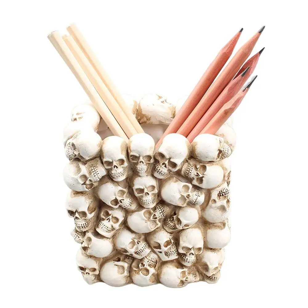 

Desktop Storage box Skull Pen Holder Desktop Pen Stand Pen Pencil Holder Desktop Organizer Stationery Holder Resin Home Office