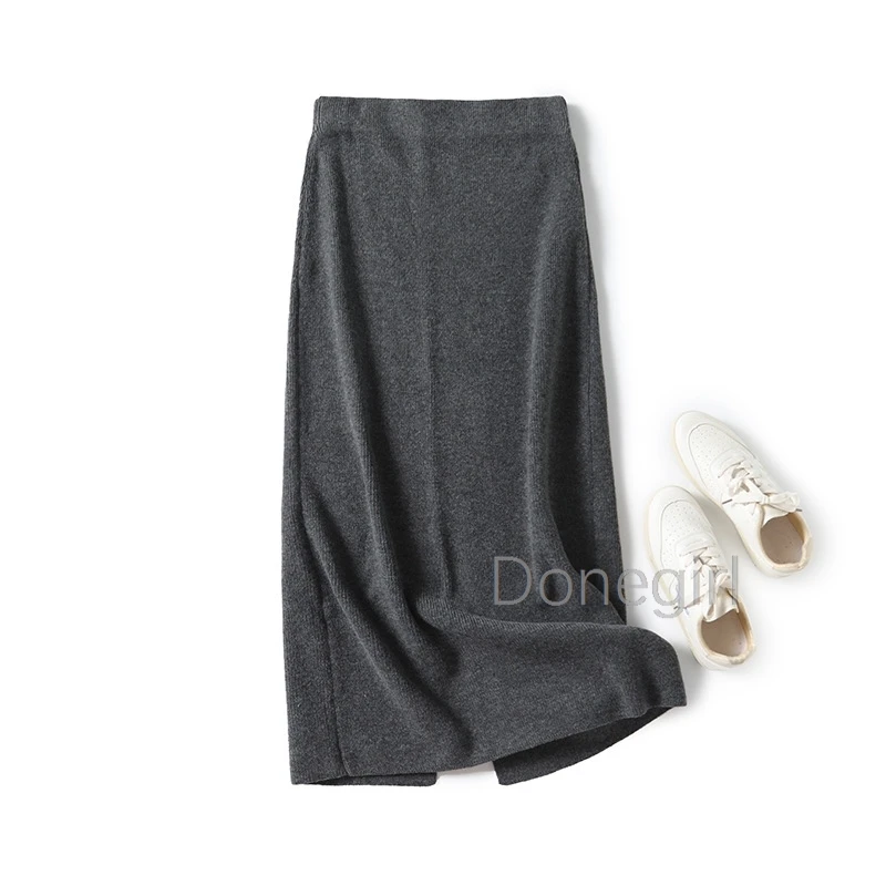 Donegirl Elegant Solid Skirt Sets Women Autumn Knit O Neck Pullover Sweater Or Skirts Female Loose Fashion Party Suits