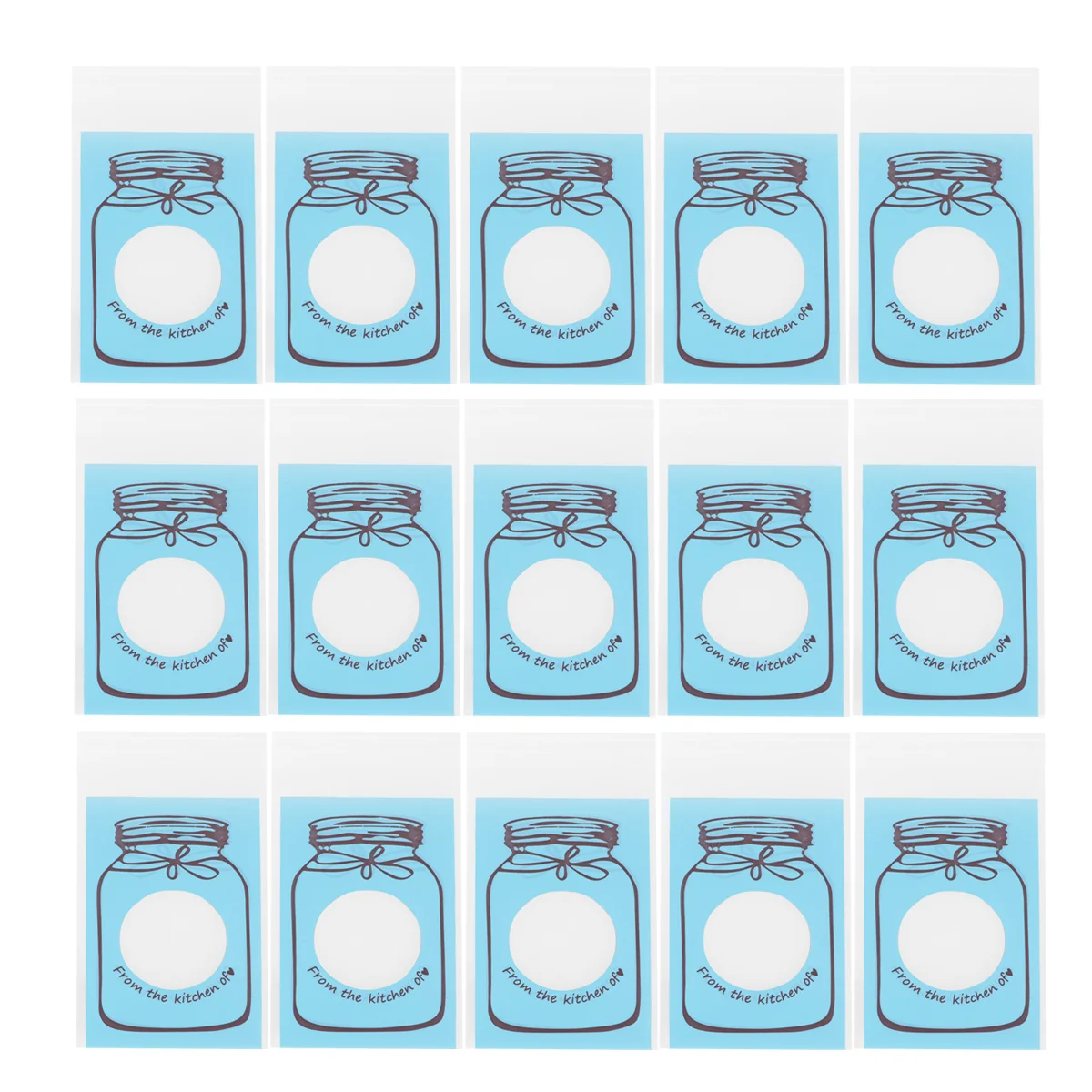 

300pcs Bottle Pattern Self-sealing Plastic Bags Food Packaging Bag Pouch for Candy Cookie (Blue Jar)