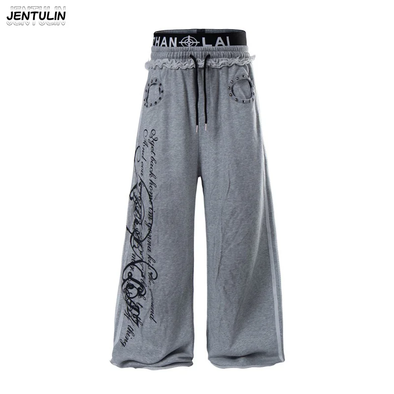 

Джинсы Y2K High Street Baggy с широкими штанинами и графическим принтом, уличная мода, хип-хоп, Harajuku, свободные брюки для мужчин и женщин, одежда