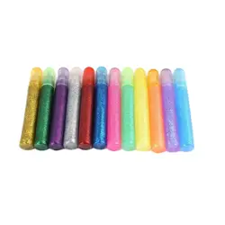 12 Colors Glitter Powder Super Liquid Glue Pigment Stationery Paper Crafts Making Adhesive Child Art Painting Tool Girl Gift