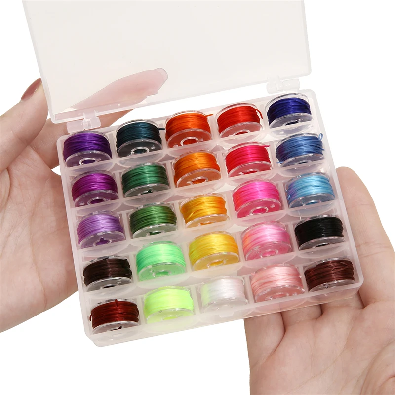 Box Set 25pcs 0.5mm Super Elastic Crystal Beading Cord Thread Make Bracelet Necklace Colorful Fishing Line