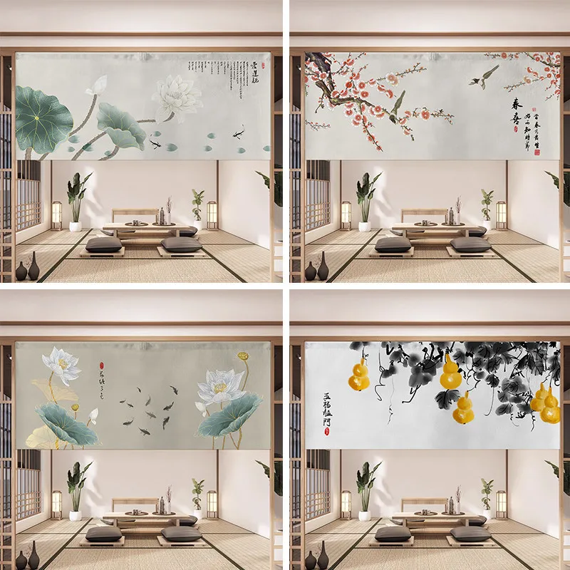 Chinese Style Half Door Curtain for Bedroom Kitchen Bathroom, Entryway Hallway Partition Privacy Screen Decoration
