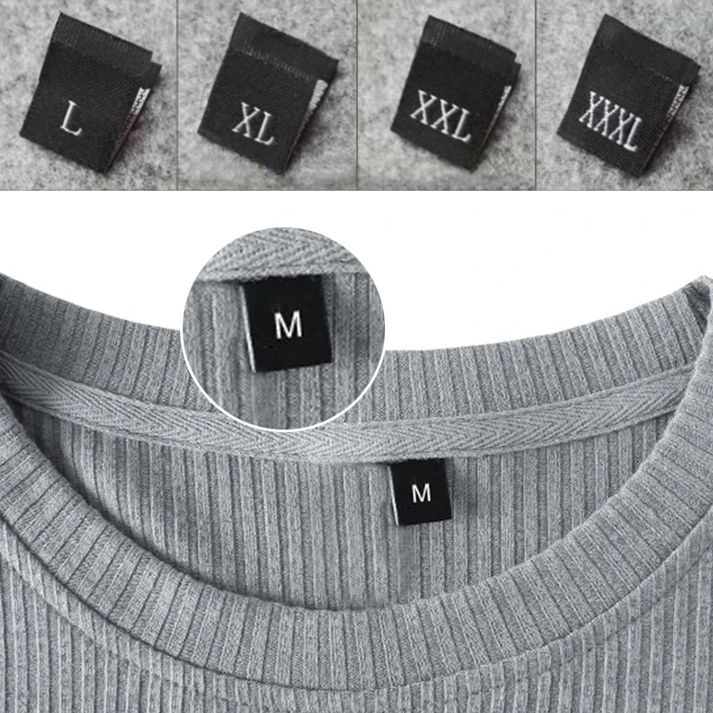 100pcs DIY Clothes Size Labels Folded Cloth Labels Woven Size Mark Garment Clothing Size Labels Craft White Black