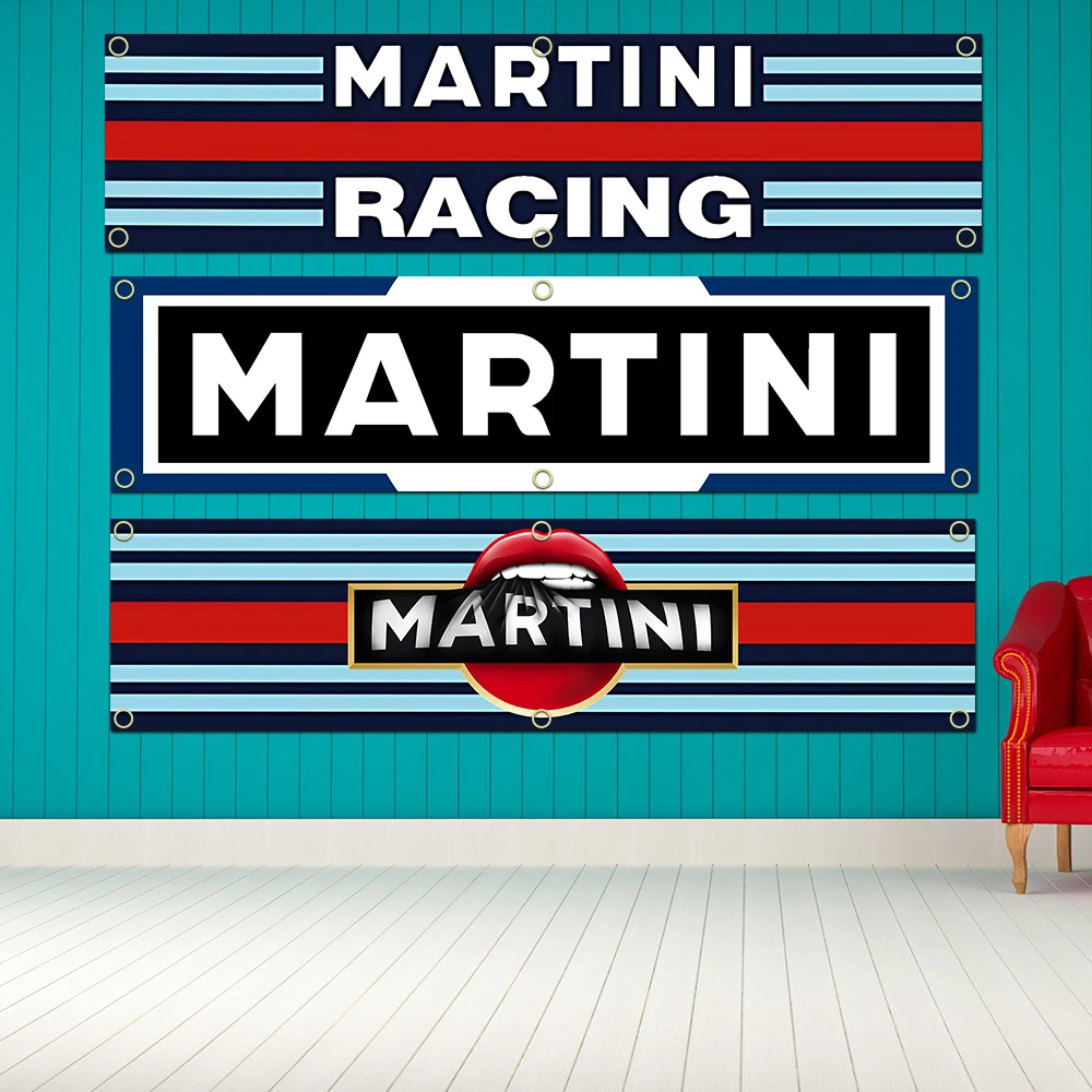 

45x180cm Martinis Super Racing Car Banner Flag Polyester Printed Garage Wall Art Outdoor Decorations Tapestry