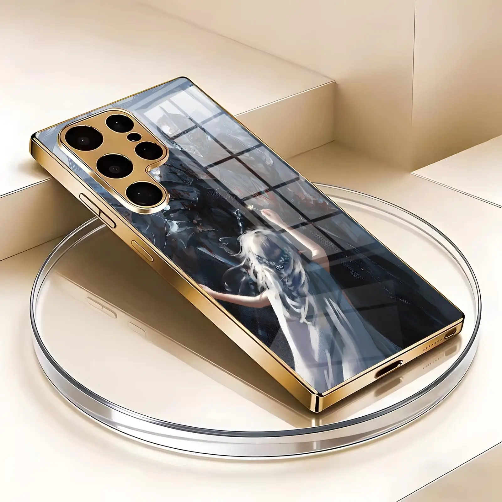 Ghostblade wlop  Phone Case For Samsung S26 S25 S24 S23 S22 S21 Plus Ultra Note20 Electroplated glass Phone Case