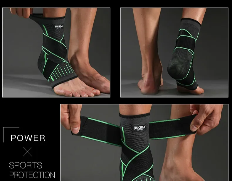 Adjustable Ankle Support Compression Ankle Brace Protector for Running Soccer Basketball Nylon Knitted Bandage Ankle Strap