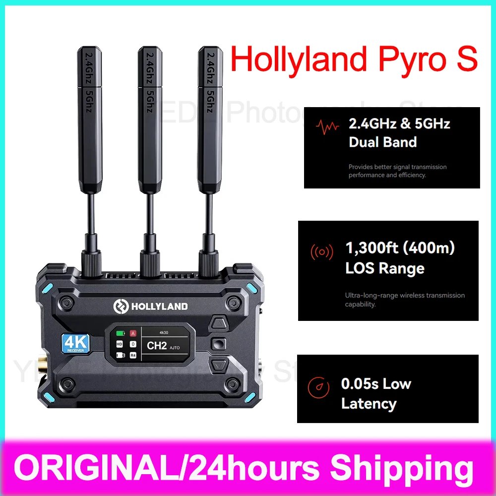 Hollyland Pyro S système de Transmission vidéo sans fil Compatible HDMI SDI 4K30 1080p60 1300 pieds gamme de perte 50ms latence flux en direct Hollyland Pyro S système de Transmission vidéo sans fil Compatible HDMI SDI 4K30 1080p60 1300 pieds gamme de perte 50ms latence flux en direct
