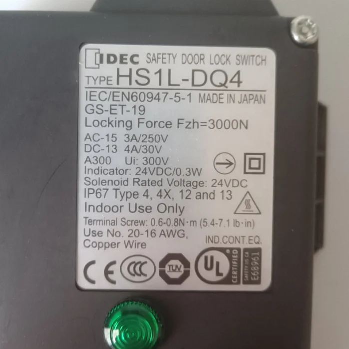 Interruttore di interblocco a molla di sicurezza IDEC tipo HS1L-DQ44KMSR-G Oringlan e nuovo in Stock