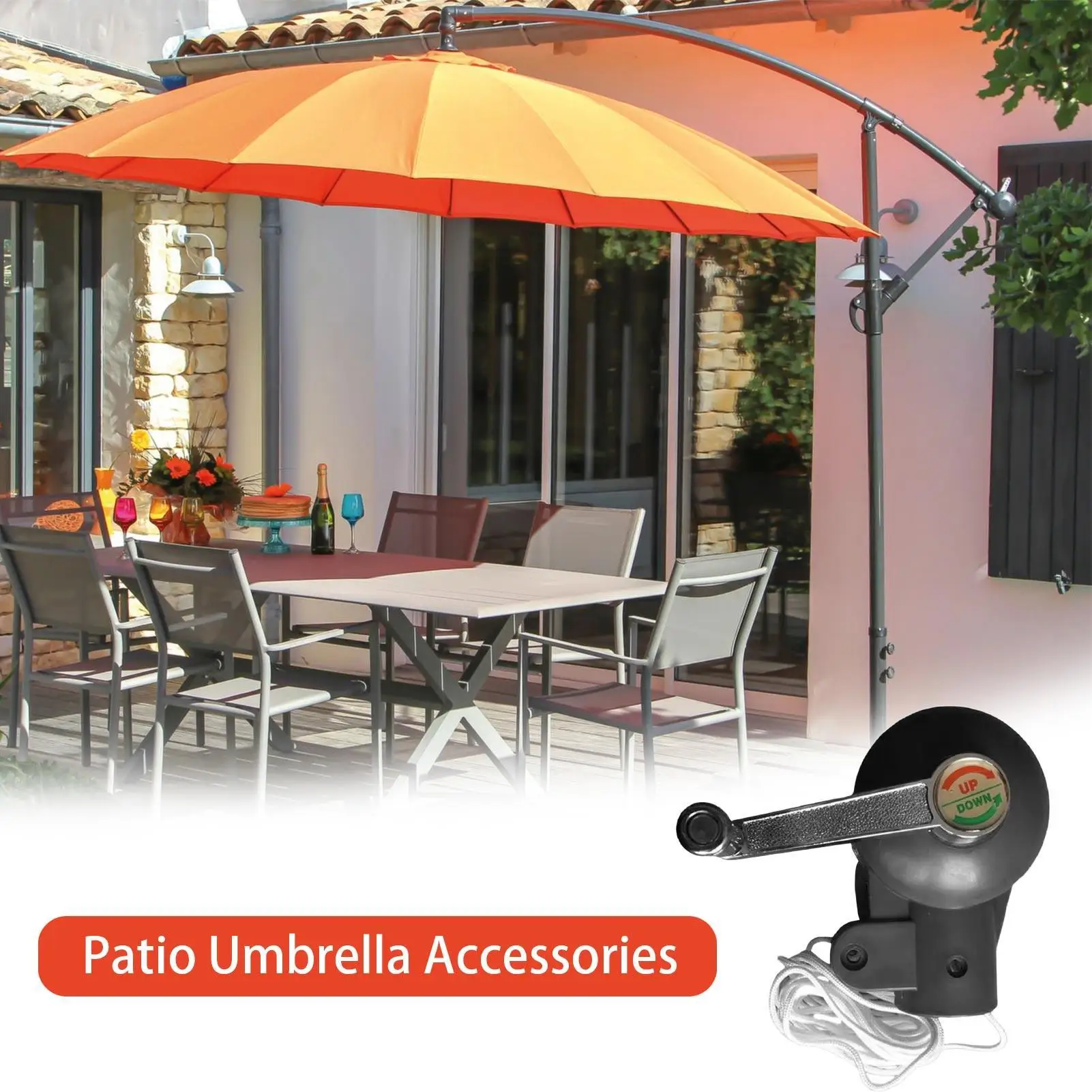 Parapluie d'ombrage extérieur, poignée de manivelle, pièces de rechange, cour, terrasse, corde de manivelle, fournitures de loisirs en plein air