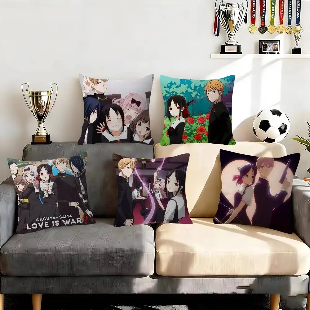 1 PCAnime Kaguya-sama Love Is War   Decorative Room Aesthetics Pillow Case Home Decor Bedroom Sofa Bed Pillow Cover 45x45