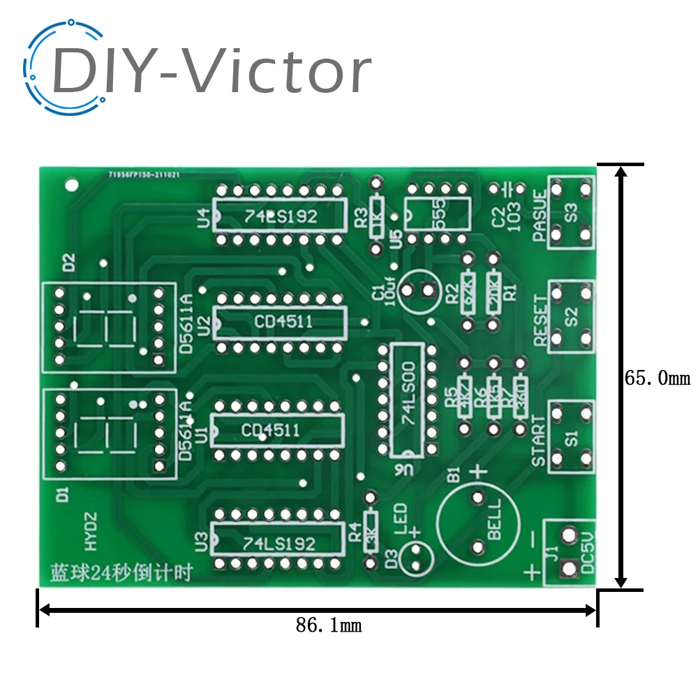 Basketball Game 24 Seconds Countdown Electric 2-Bit Countdown Electronic Production Practice Electronic Teaching Kit DIY