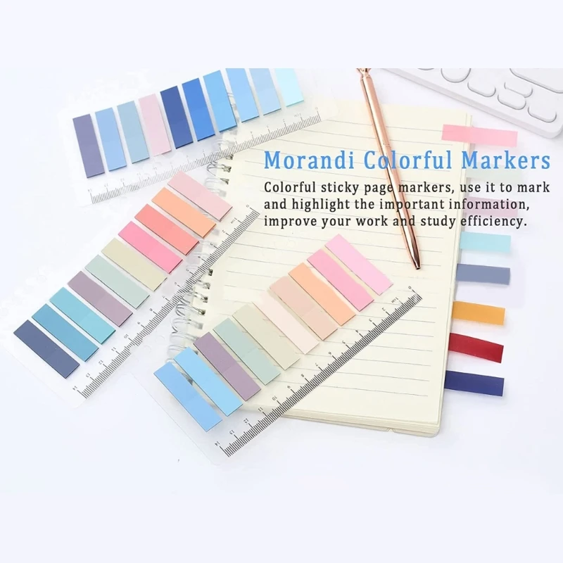 1600 2400Pcs Sticky Tabs Book Tabs Morandi Sticky Tabs, Color Page Markers