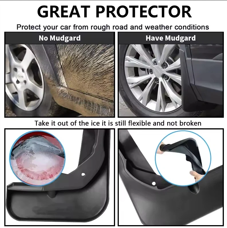 اللوحات الطينية مناسبة لـ Tesla MODEL3 2016-2023 2017 2018 2019 واقيات الطين مصدات الإطارات ملحقات مقاومة للرذاذ واقيات العجلات 4ps #6