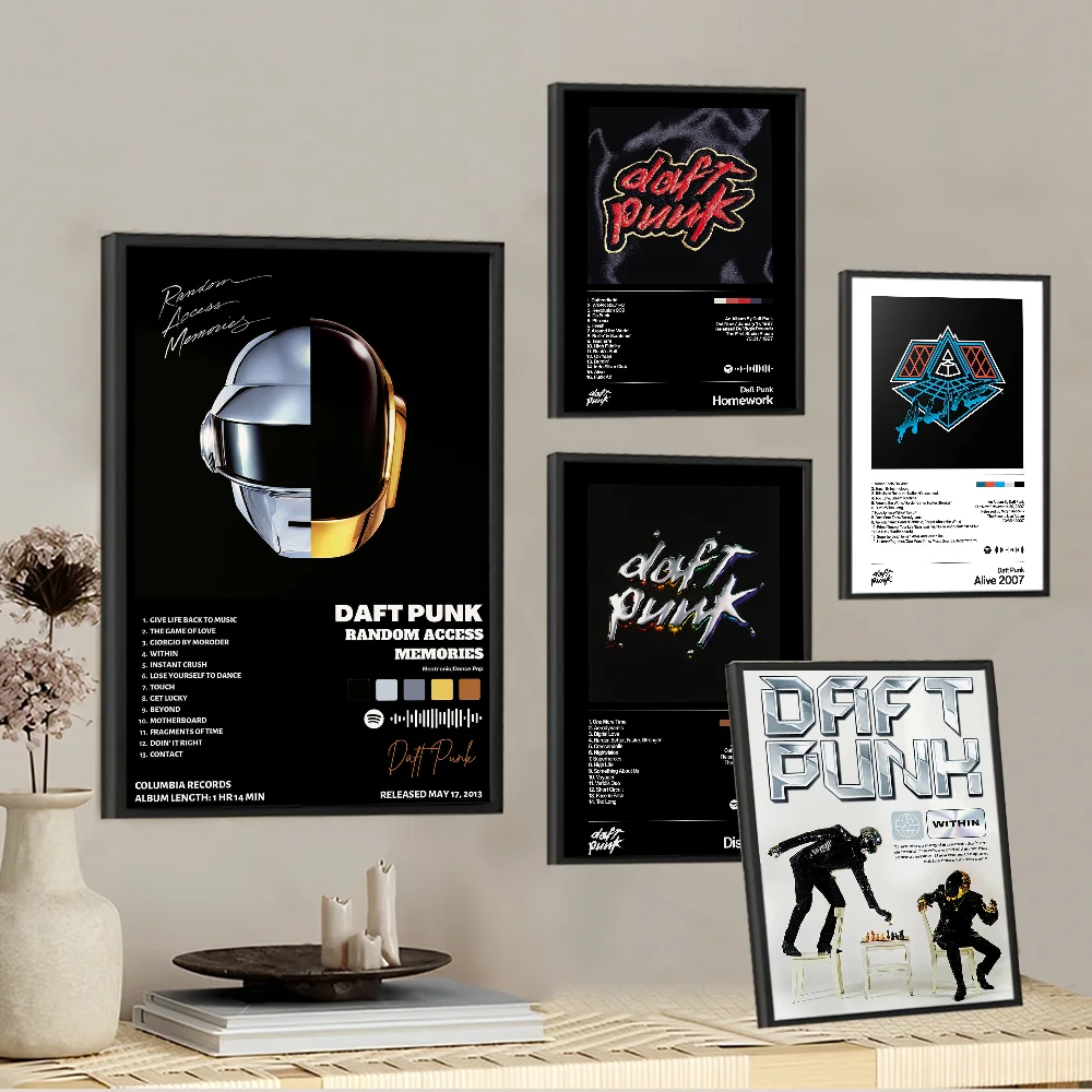 Around The World Daft Punk Classic Vintage Posters Whitepaper Prints Posters Artwork Kawaii Room Decor