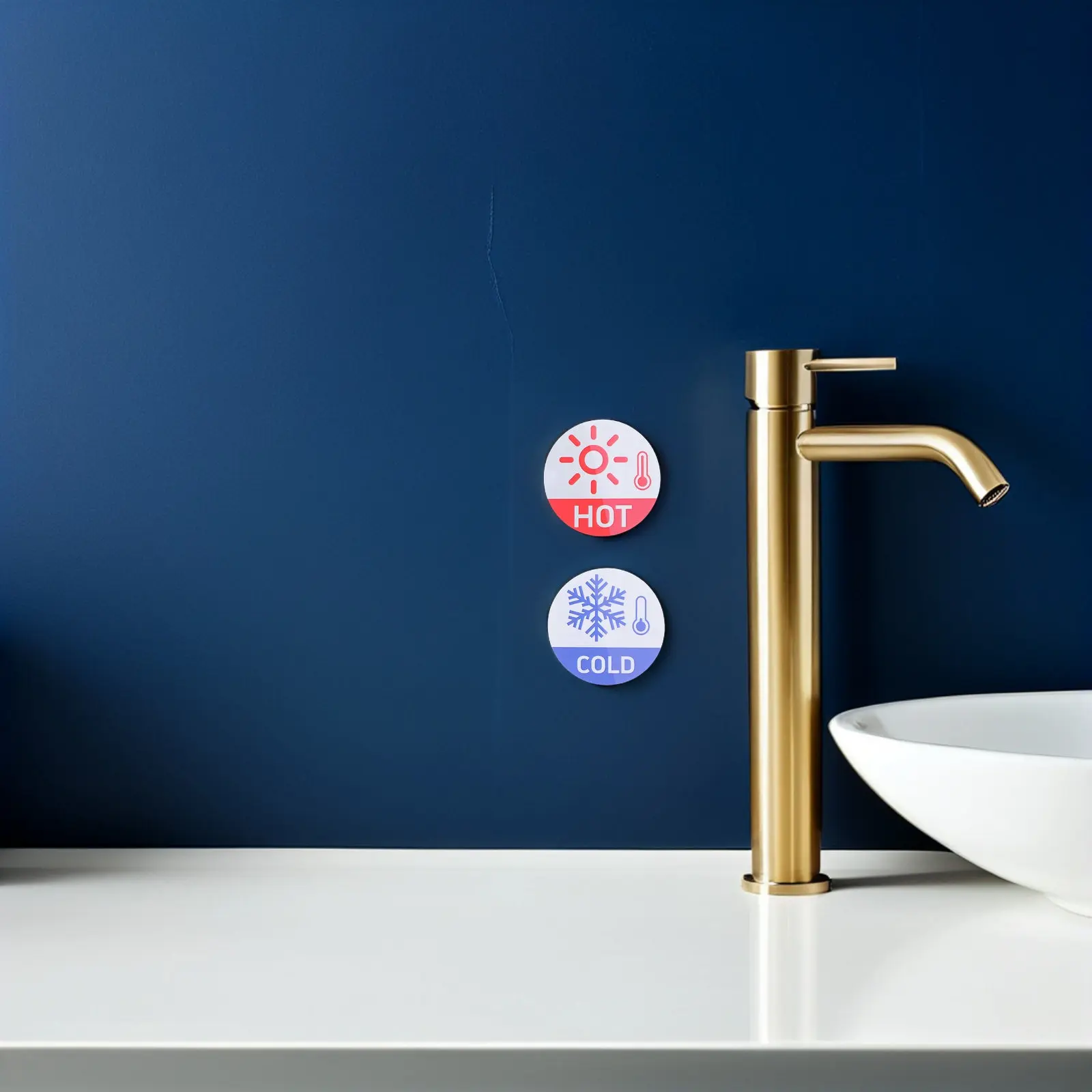 30Pair Hot Cold Faucet Labels Waterproof Self Adhesive Water Temperature Stickers for Bathroom Kitchen Sink Safety Sign