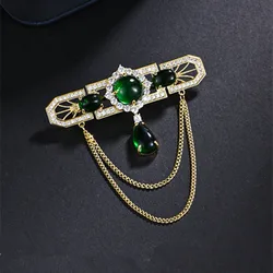 Retro Fashion Rhinestone Tassel Chains Brooch For Women Elegant Luxury Corsage Wedding Party Brooches Pins High Quality Badges