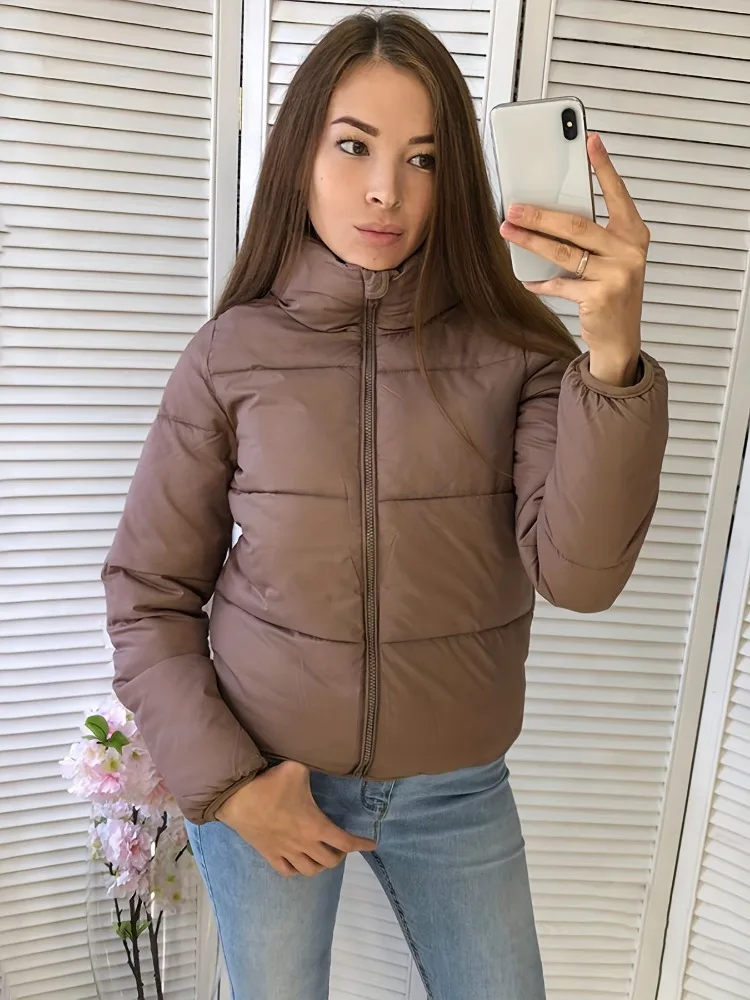 Veste d'hiver matelassée pour femmes, manteau court uni d'automne, vêtement d'extérieur rembourré en coton pour junior, design simple, poche invisible, -5 degrés Celsius