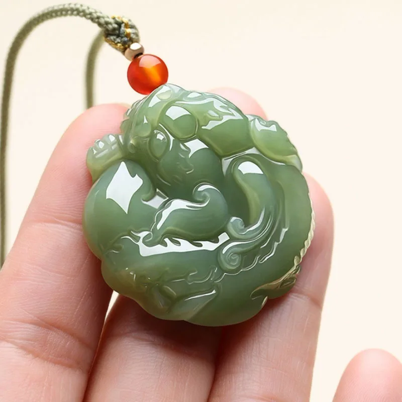 

Новый двухсторонний кулон Hetian Jade Pixiu с шариком Biying Pi Xiu Pi Qiu