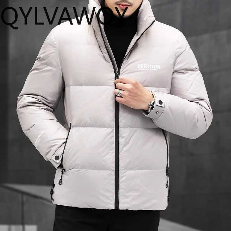 QYLVAWOY 100% بوليستر 2020 جديد للرجال سميك قصير الأكمام أسفل سترة منتصف الشباب ملابس خارجية معطف الشتاء الرجال LJ2188