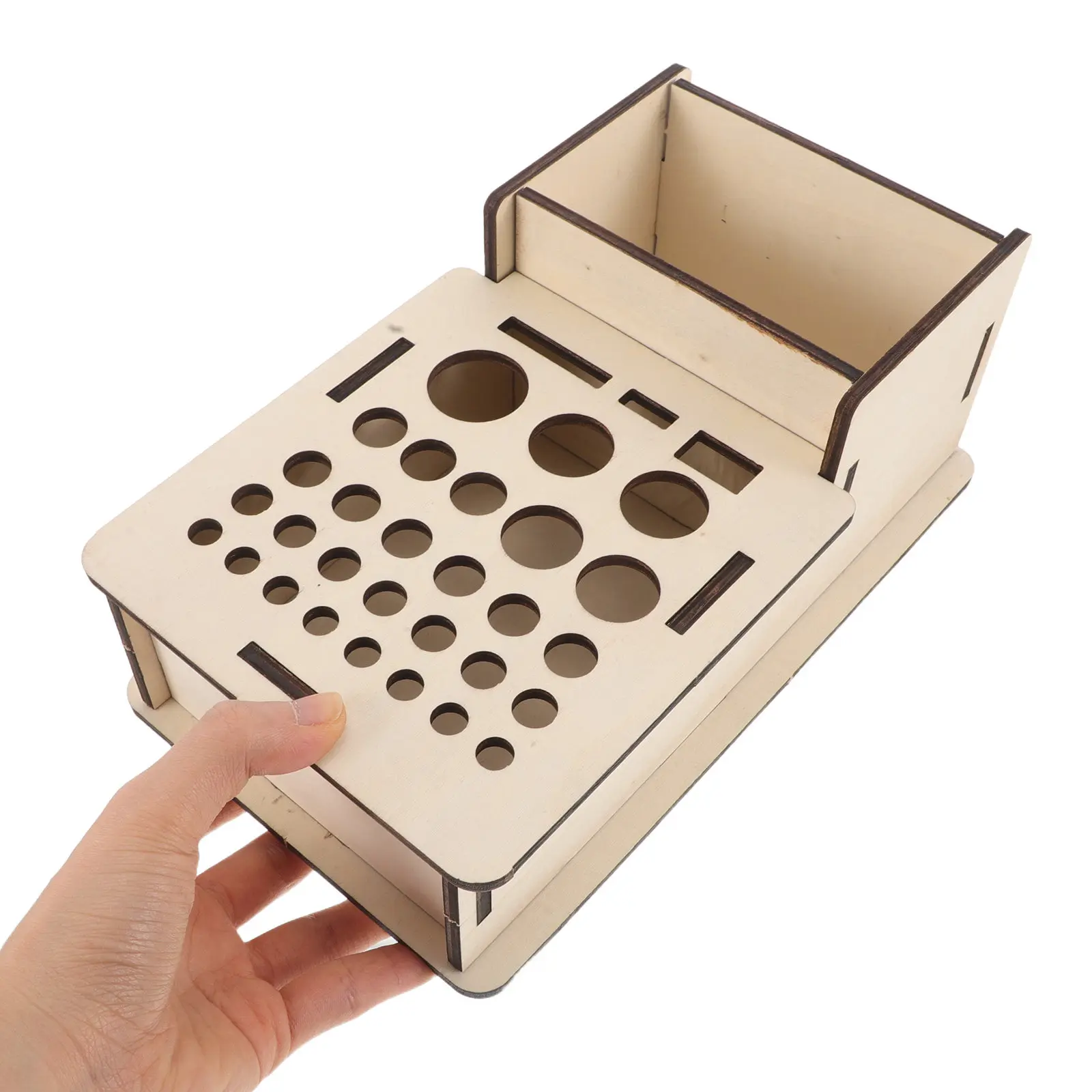 木製pu製ツール収納オーガナイザー。ブナ材を使用した革細工用ツールホルダー。スタンピングやパンチングなどのクラフトツールを収納できる、卓上用の作業スペースに最適な収納ラック。