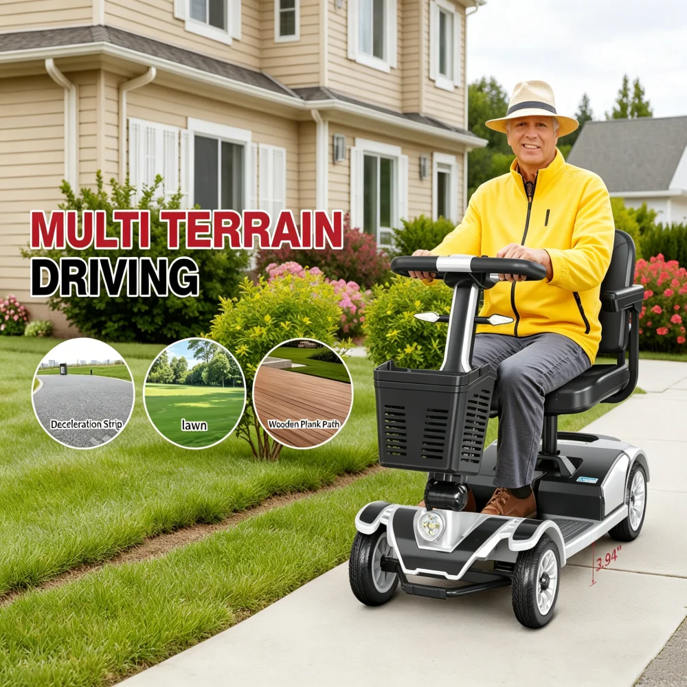 

Unificare Silver Four Wheels Mobility Scooter 20Ah Removable Battery Electric Heavy Duty Elderly Daily Outdoor Scooter