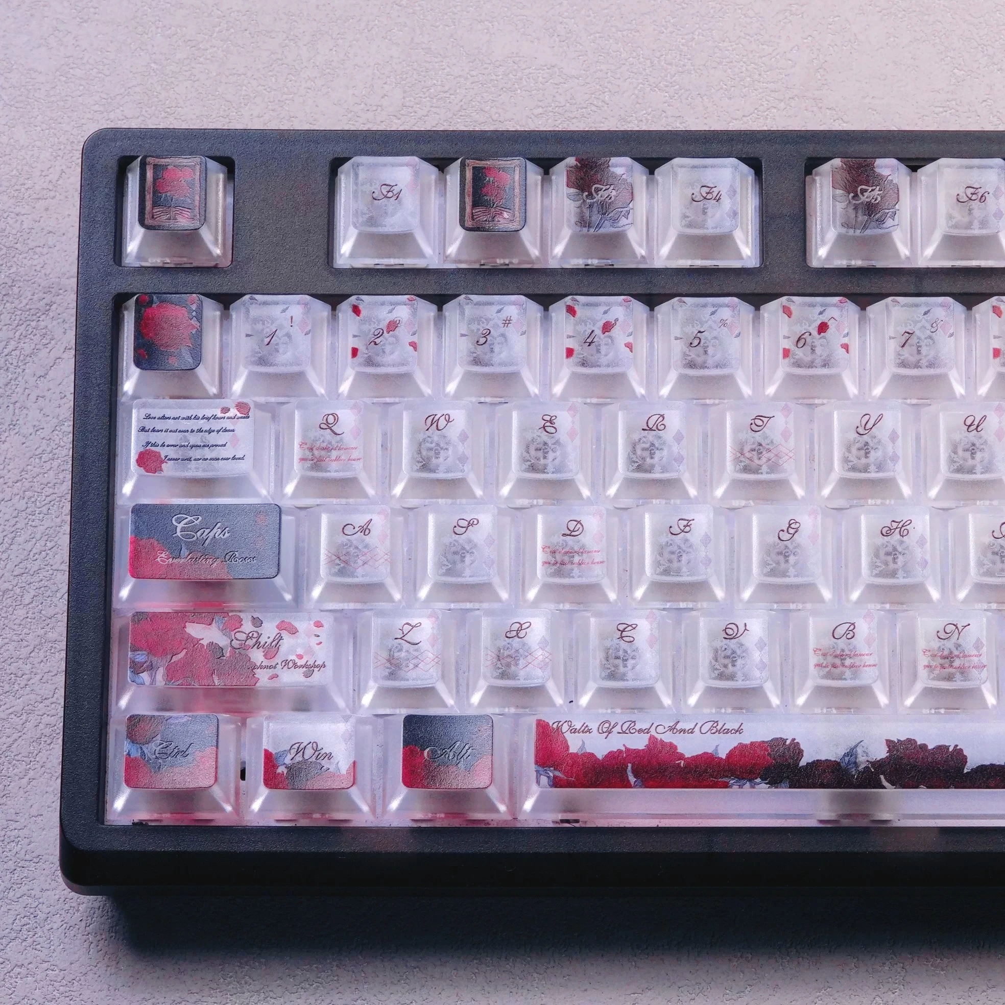 MAIMOOO Keycap Red And Black Cherry PC Transparent Mist U V Customized Keyboard Backlight Keycaps Personalized Gift Key