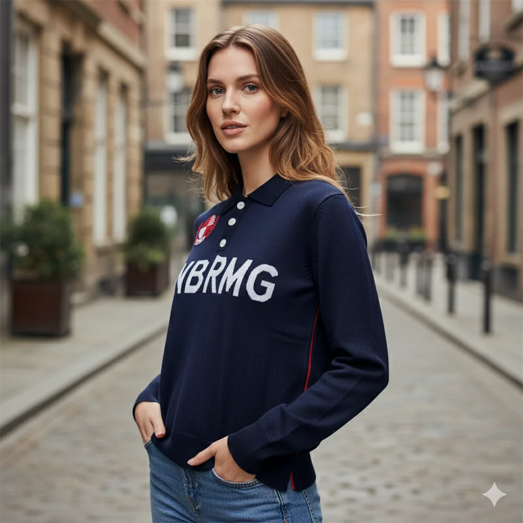 

Retro Casual Oversized Knit Long Sleeve Pullover Fashion 6th Letter Graphic Lapel Sweater Punk Hip-hop Stitching Loose Pullover