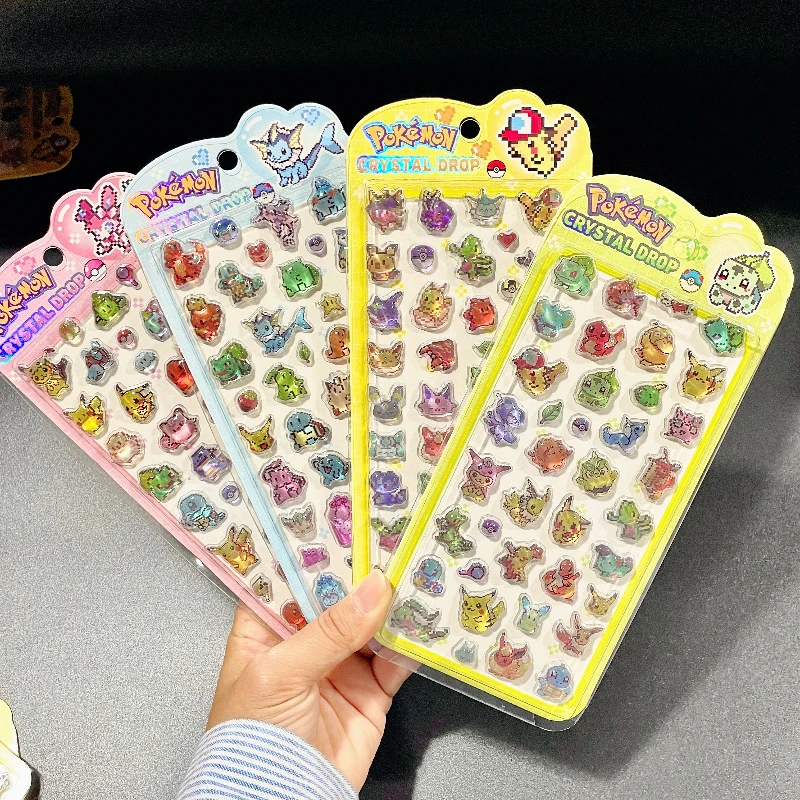 Pokémon Crystal Drop 3D Glitter Stickers - Cute Anime Epoxy Decals for Laptop Water Bottle Phone Case Journal Decor - view 2