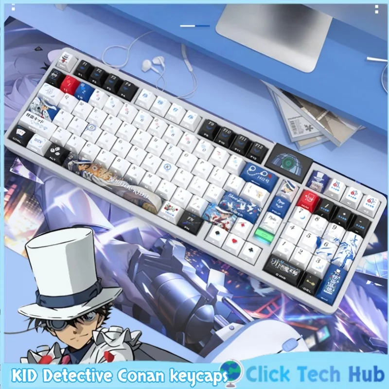 

Kid Keycaps Detective Conan Anime Themed Side Engraved Translucent Keycaps Pbt Thermal Sublimation Mechanical Keyboard Keycaps
