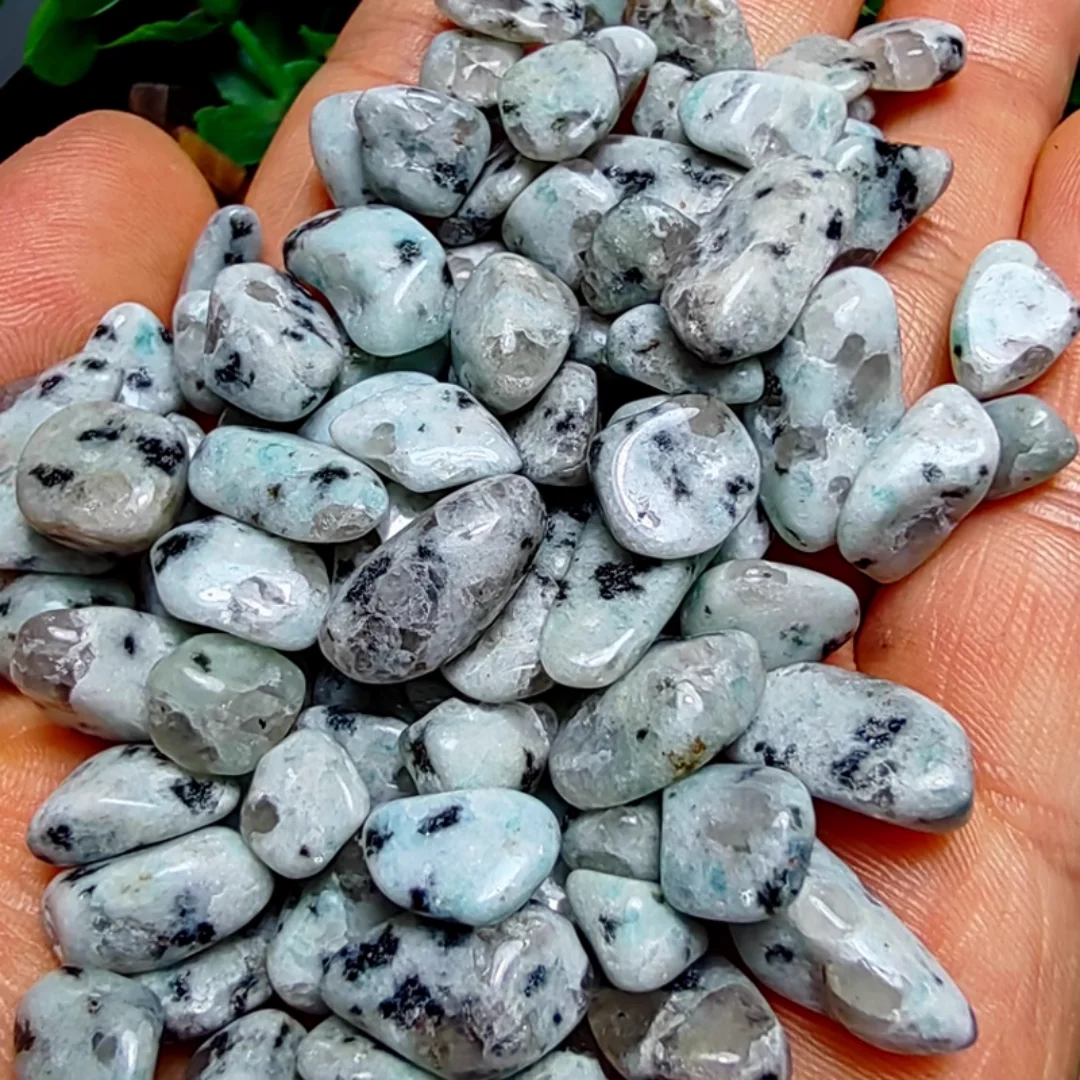 3-12mm Natural Tumbled Tianshan Blue Dalmatian Jasper Granite Crystal, Tumbled Stone Natural Tianshan Blue, Tianshan Blue chips