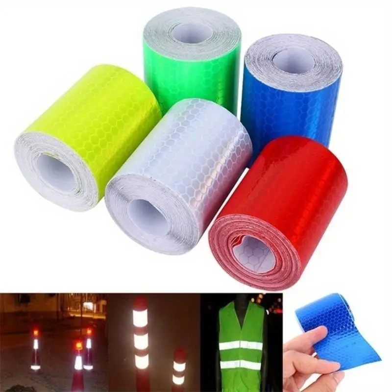 5Pcs/lot 5x300cm Reflective Safety Warning Tape Conspicuity Film Sticker Roll High Visibility Tape for Worksite Protection