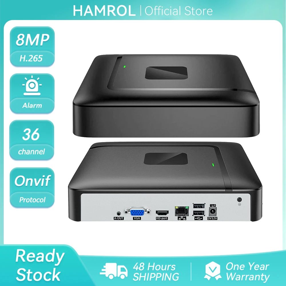Hamrol 4K Network Video Recorder 10CH /16CH/36CH H.265 CCTV NVR IE Cloud Face Detection Xmeye Surveillance Recorder System P2P