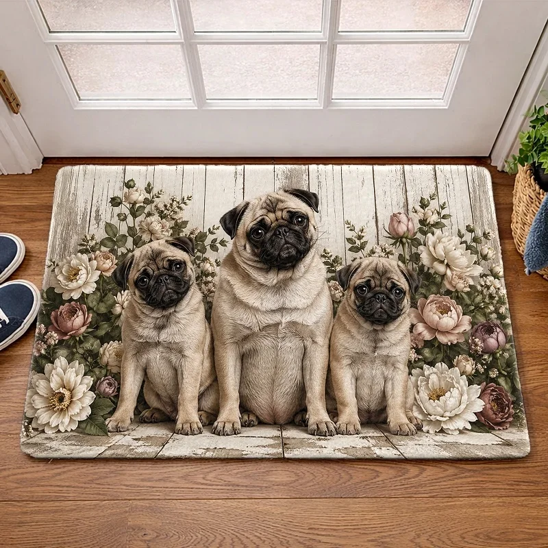 Watercolor Flower Pattern Area Rug Light Blue Tone Print Soft Touch Surface Non Slip Floor Covering For Home Accent