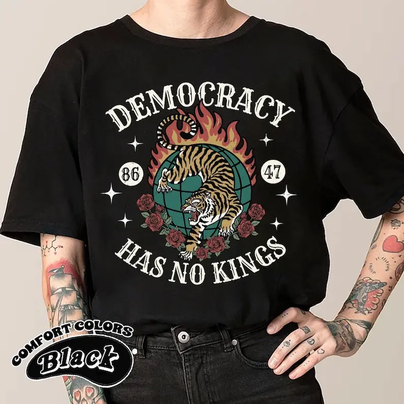 تي شيرت رقيق 8647، قميص No Kings in America رقيق FDT قميص Oligarchy مقاوم الثورة #1