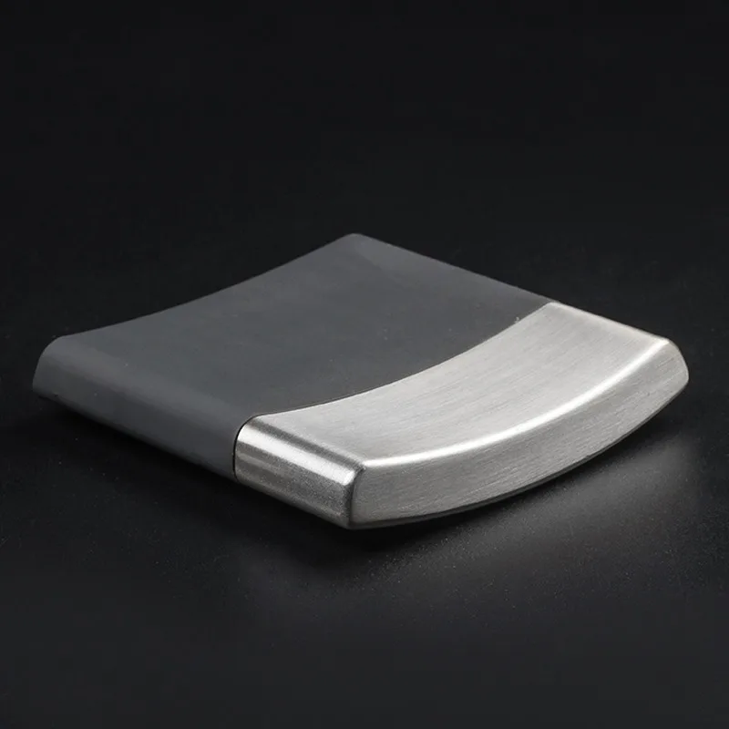 جديد 1 قطعة علبة سجائر رجال الأعمال وعاء من الستانليس ستيل الأسود رقيقة حامل علبة السجائر 10 السجائر سطح جلد