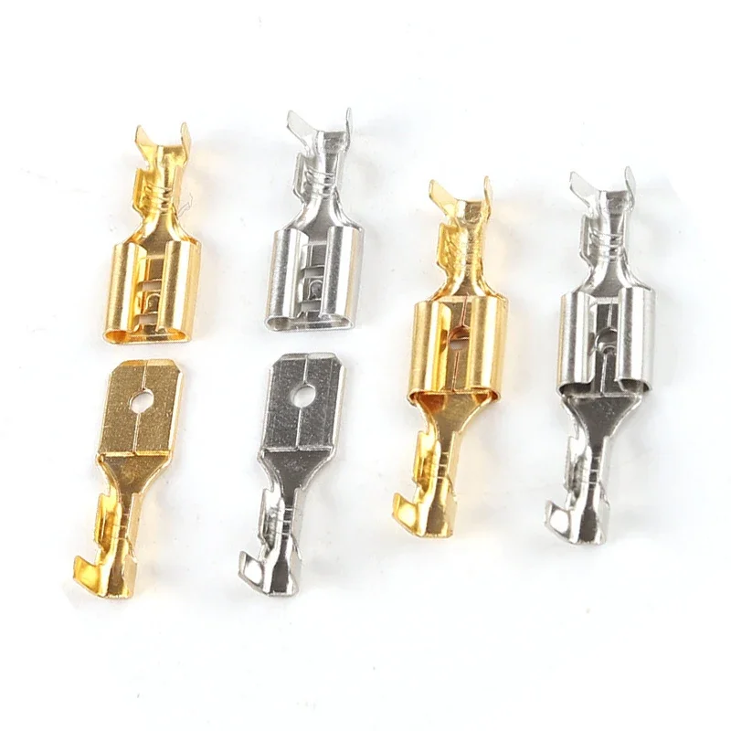 100 sets of 6.3 plug-in spring+sheath 0.4 thick female copper connectors, plug-in cold pressed terminal connectors