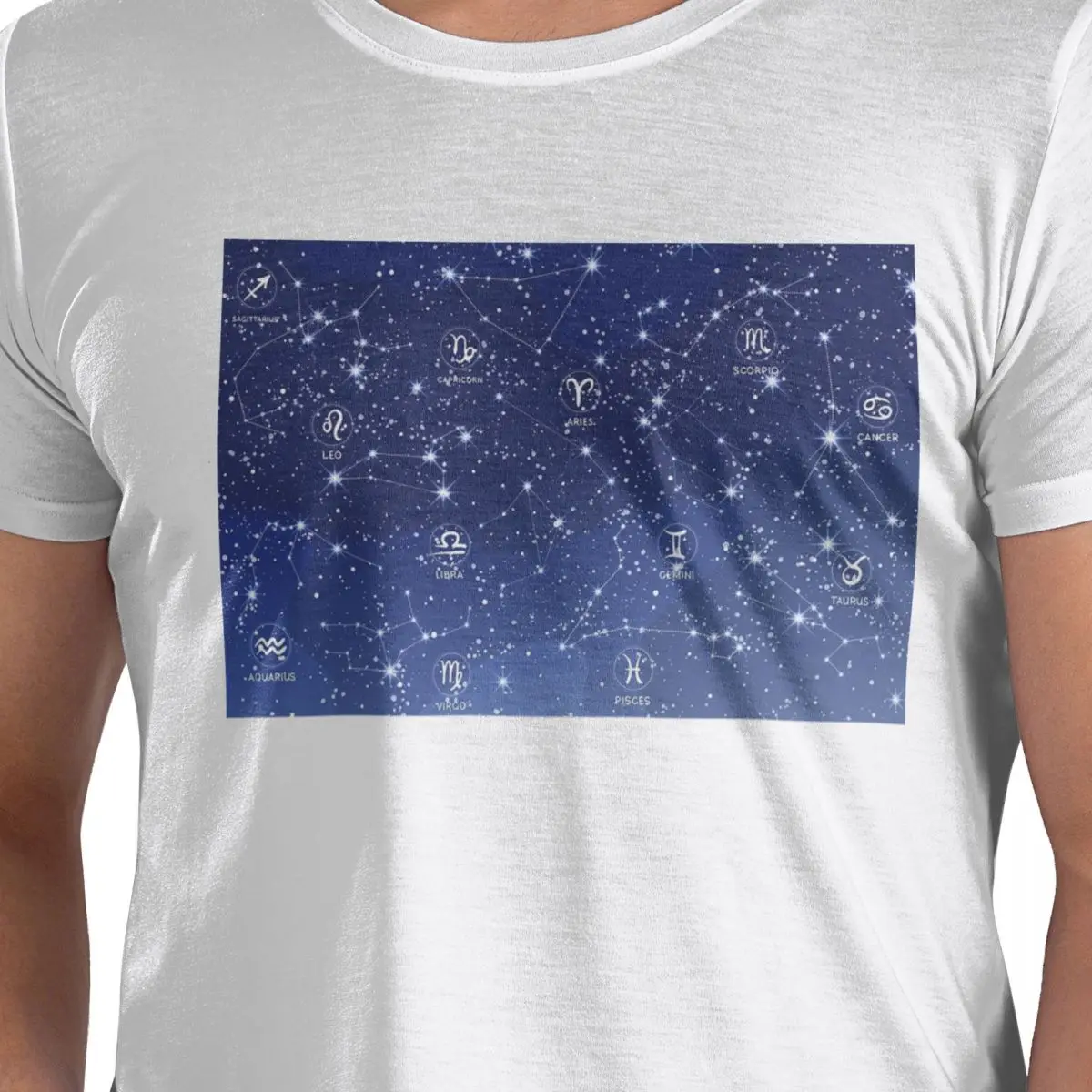 

Golden Celestial Stars Zodiac Constellations 7 100% Cotton T-Shirt Men's Funny T Shirts Men O-Neck Short Sleeve S-6XL