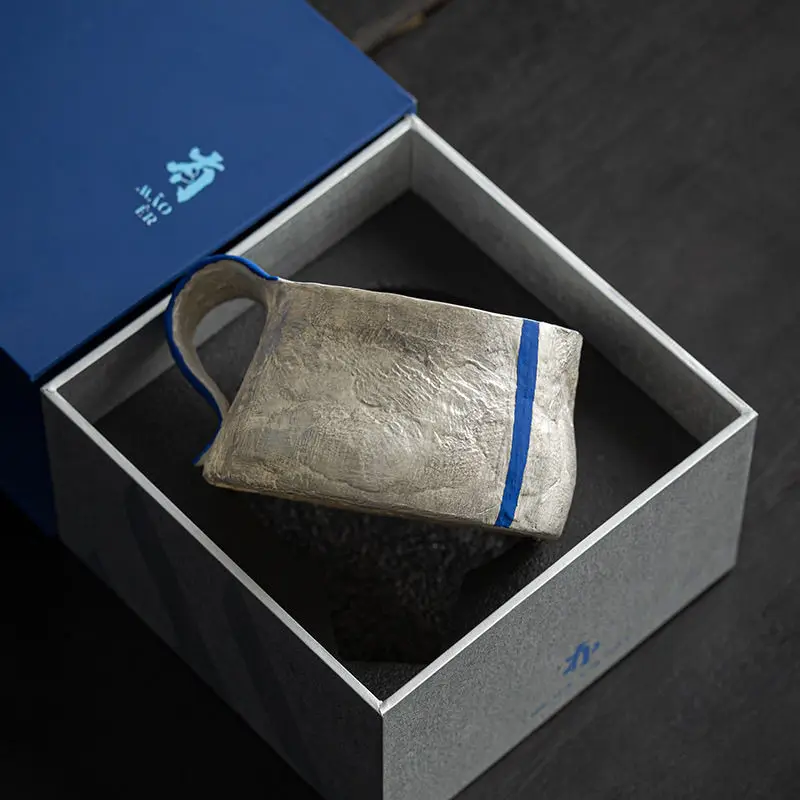 كوب سيراميك مصنوع يدويًا بألوان متباينة، فنجان شاي مبتكر، كوب قهوة فرنسي فضي، كوب قهوة منزلي