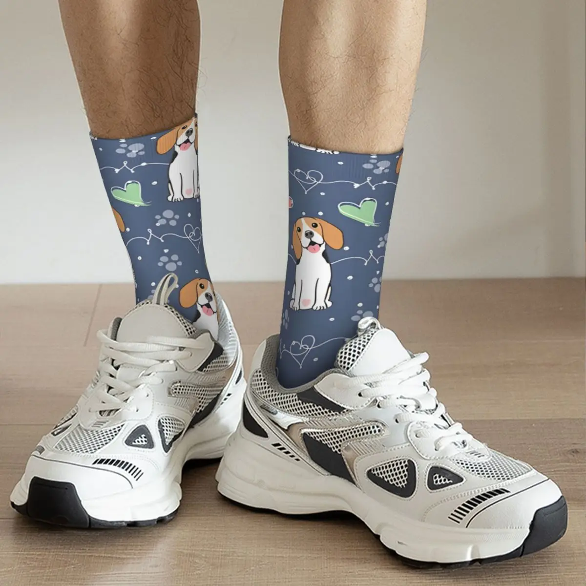 Szalona kompresja Love Beagle - Tricolor 2 skarpety męskie Harajuku Quality Pattern Crew Sock Casual